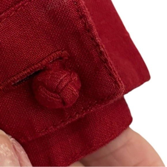 J. JILL - SIZE LARGE RED LINEN SHIRTDRESS - KNOTTED BUTTONS & OVERSIZED - B15 - Picture 5 of 7